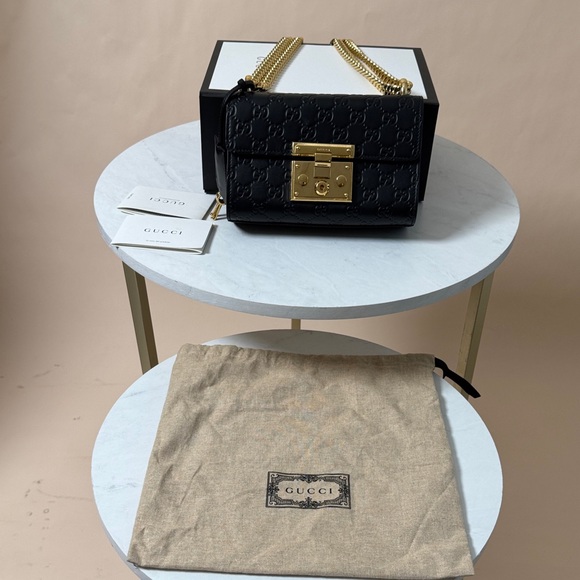 Gucci Black Crossbody Bag with Gold Chain - Picture 1 of 8
